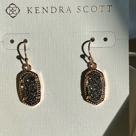 NWT Kendra Scott RARE & Retired Lee Earrings Rose Gold & Platinum Drusy Limited - Picture 12 of 16